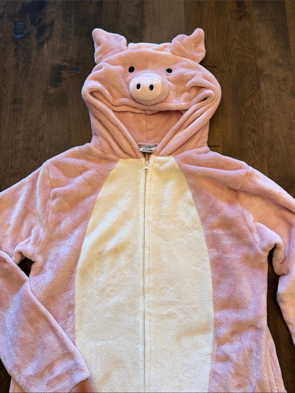 Like New Pink Pig Animal Onesie Cozy Fleece Pajamas Costume Medium